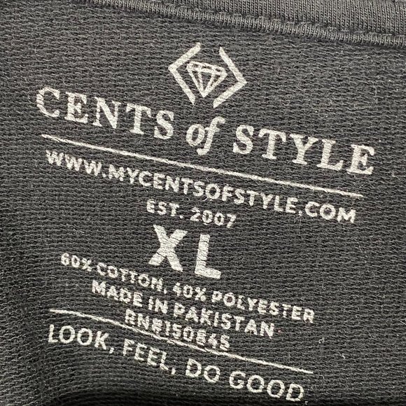 CENTS OF STYLE Black Weekend Pull Over Sweatshirt XL - Picture 2 of 5